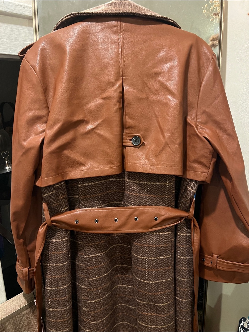 Avec Les Filles Brown Mixed-Media Trench Coat NWT - Picture 10 of 16